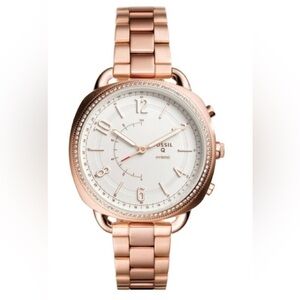 Fossil Women’s Hybrid White Dial Rose Gold Stainless Steel Smartwatch FTW1208.